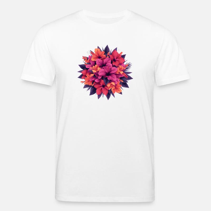 Bouquet de fleurs de feu d’hibiscus - T-shirt bio CREATOR Stanley/Stella Unisexe - blanc