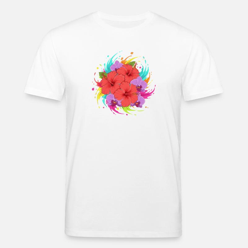 Hibiskus Farbenexplosion - Stanley/Stella Unisex Bio-T-Shirt CREATOR  - Weiß