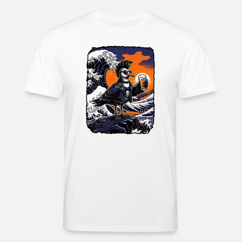 Kawaii Punker Möwe Bier - Stanley/Stella Unisex Bio-T-Shirt CREATOR  - Weiß