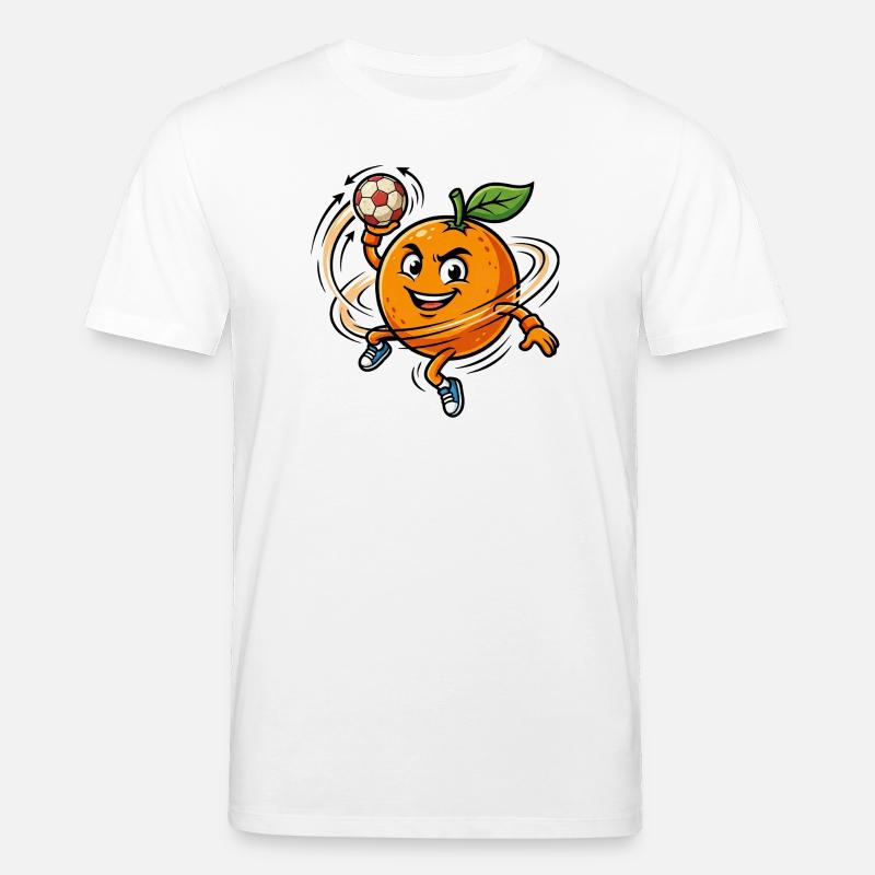 Lustige Handball Orange Maskottchen - Stanley/Stella Unisex Bio-T-Shirt CREATOR  - Weiß