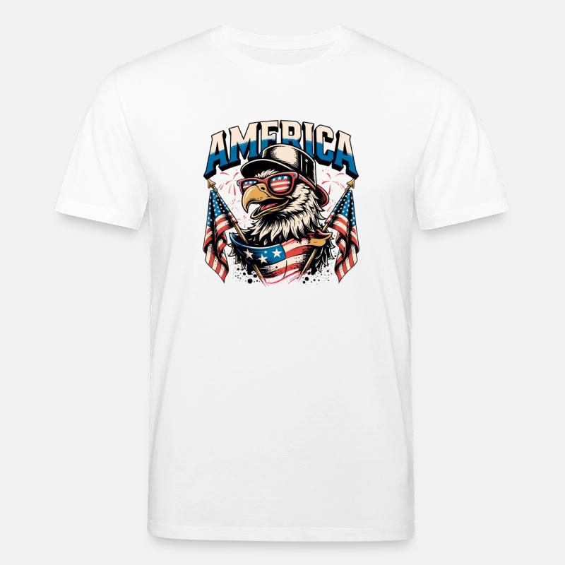 Aigle patriotique avec drapeaux - T-shirt bio CREATOR Stanley/Stella Unisexe - blanc