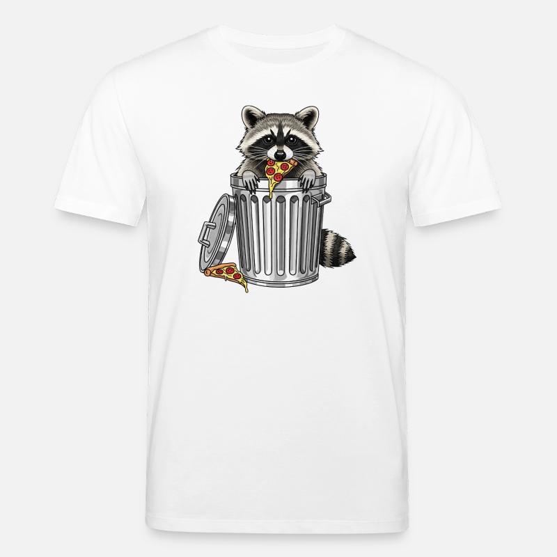 Course de pizza au raton laveur - T-shirt bio CREATOR Stanley/Stella Unisexe - blanc