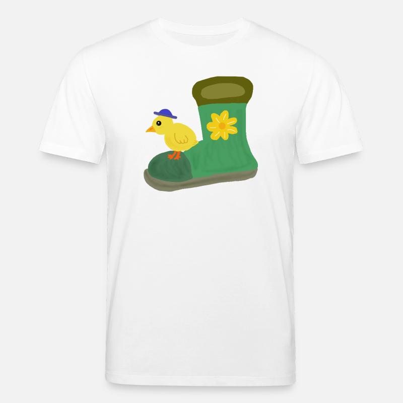 Poussin au botte verte avec fleur - T-shirt bio CREATOR Stanley/Stella Unisexe - blanc