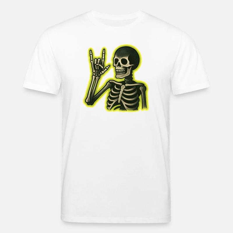 Neon Skeleton Rock Schild - Stanley/Stella Unisex Bio-T-Shirt CREATOR - Weiß