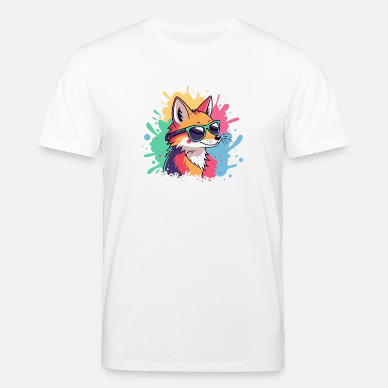 Fox Pop Art Bunte Brille - Stanley/Stella Unisex Bio-T-Shirt CREATOR  - Weiß