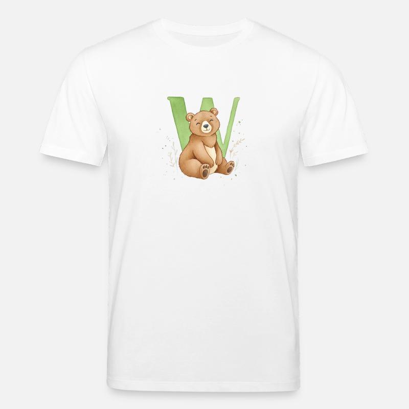 Bär mit Buchstabe W - Stanley/Stella Unisex Bio-T-Shirt CREATOR  - Weiß