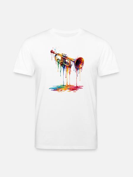 Trumpet with dripping paint - Stanley/Stella CREATOR Unisex Organic T-Shirt - white