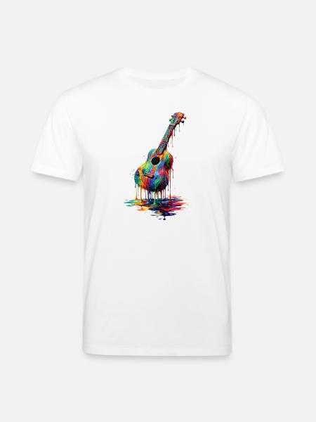 Ukulele med dryppende maling - Stanley/Stella CREATOR økologisk unisex-T-shirt - hvid
