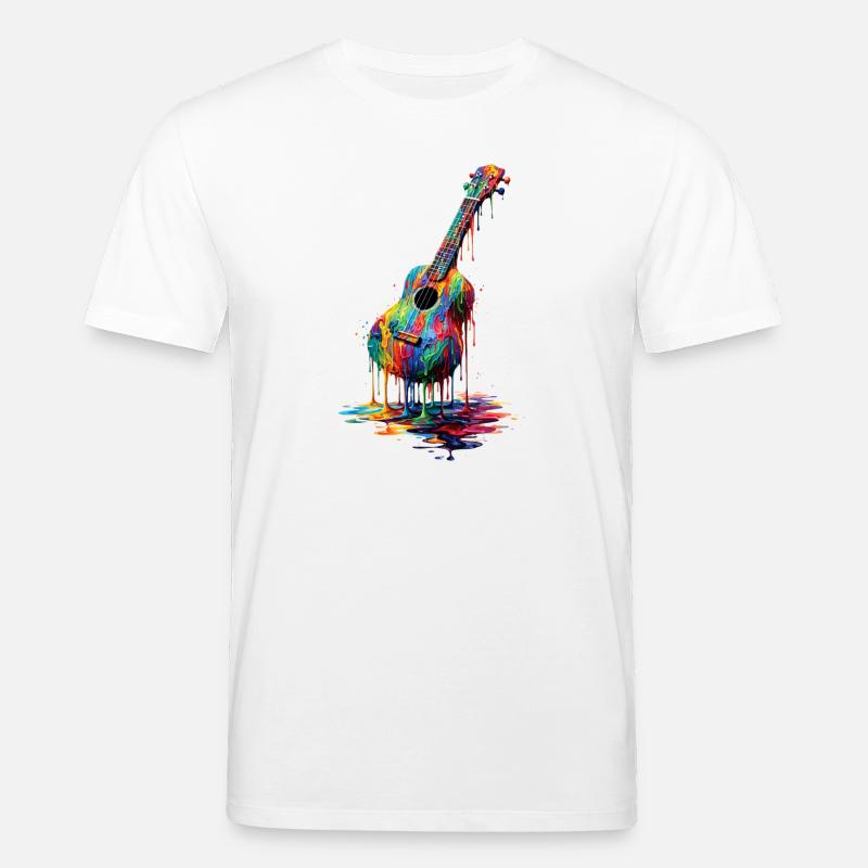 Ukulele mit tropfender Farbe - Stanley/Stella Unisex Bio-T-Shirt CREATOR  - Weiß
