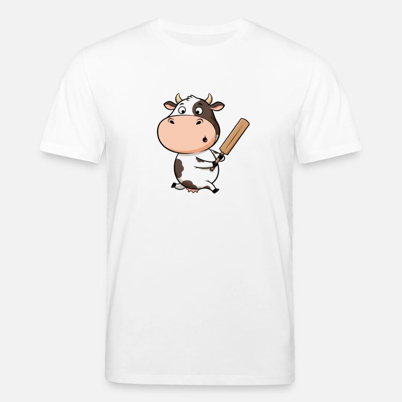 Sjov ko til cricket for børnefans - Stanley/Stella CREATOR økologisk unisex-T-shirt - hvid