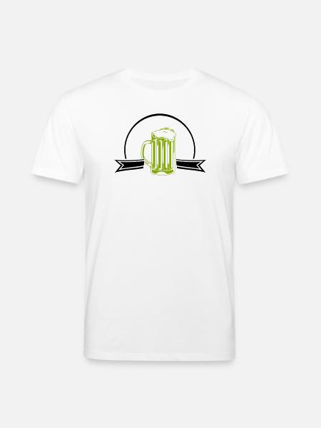 Green Neon Beer Mug Outline - Stanley/Stella CREATOR Unisex Organic T-Shirt - white