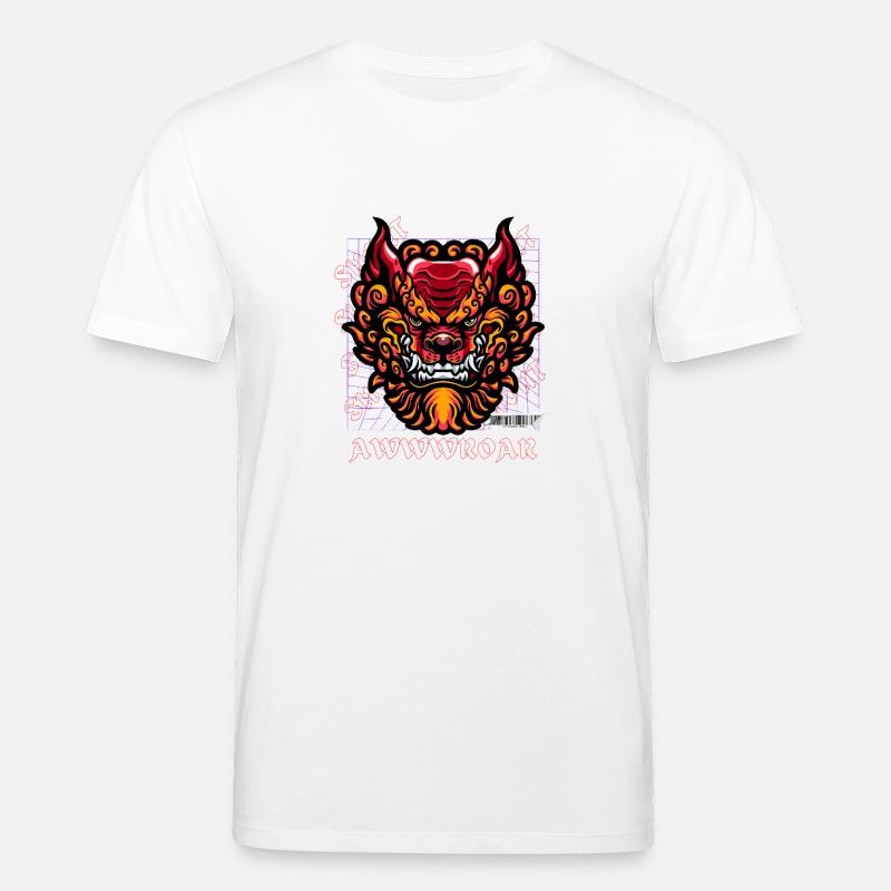 Neon-Drachen-Porträtfeuer - Stanley/Stella Unisex Bio-T-Shirt CREATOR - Weiß