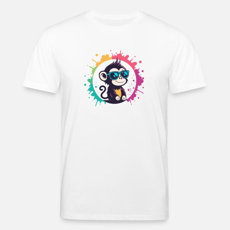 Monkey Splash Circle Blaue Brille - Stanley/Stella Unisex Bio-T-Shirt CREATOR  - Weiß