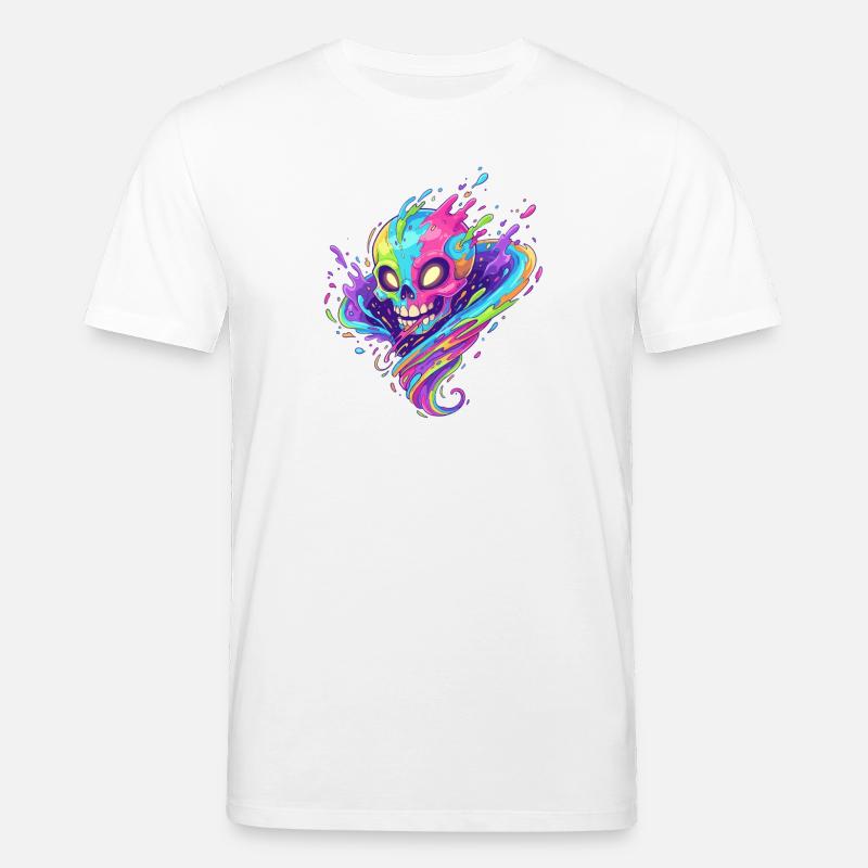 Neon Schädel Farbtaumel - Stanley/Stella Unisex Bio-T-Shirt CREATOR  - Weiß