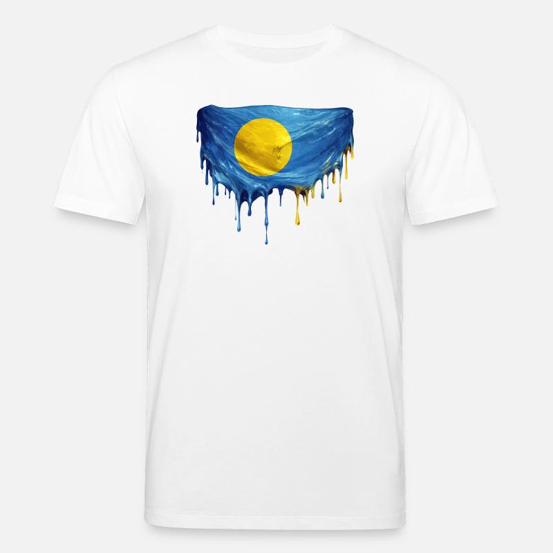 Drapeau Dégoulinant de Palaos - T-shirt bio CREATOR Stanley/Stella Unisexe - blanc