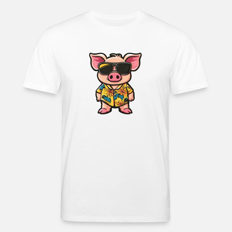 Schwein Comic Urlaub - Stanley/Stella Unisex Bio-T-Shirt CREATOR  - Weiß