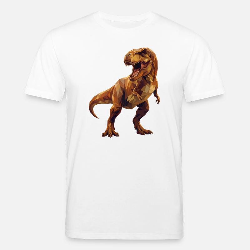 Geometrische T-Rex-Dinosaurier-Low-Poly-Erdtöne - Stanley/Stella Unisex Bio-T-Shirt CREATOR  - Weiß