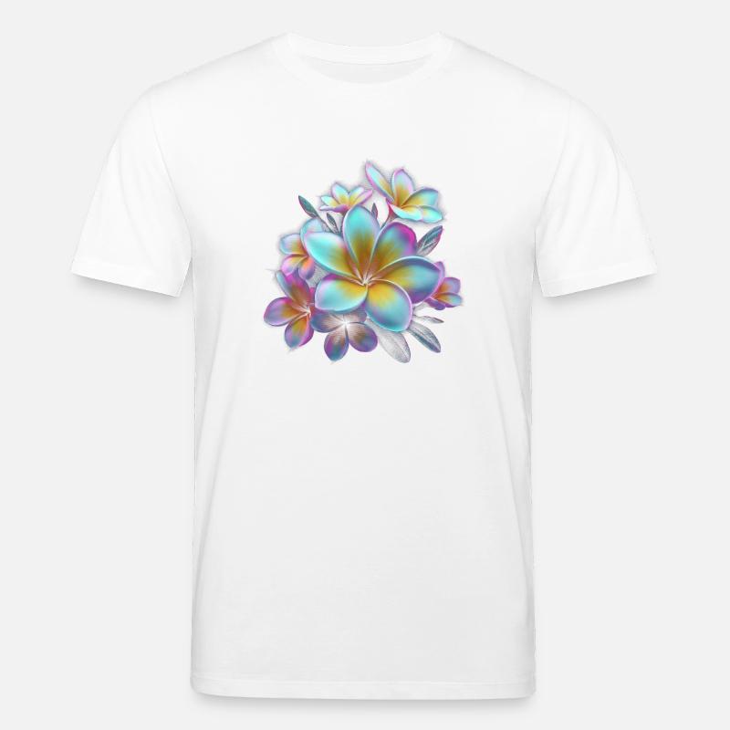 Regenbogen Plumeria Farbexplosion - Stanley/Stella Unisex Bio-T-Shirt CREATOR - Weiß
