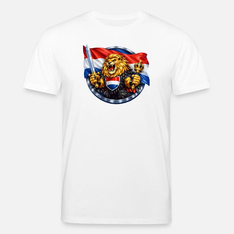 Lion hollandais avec épée et couronne - T-shirt bio CREATOR Stanley/Stella Unisexe - blanc