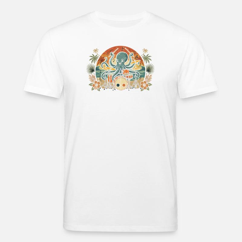 Percussionniste Tropical Octopus - T-shirt bio CREATOR Stanley/Stella Unisexe - blanc