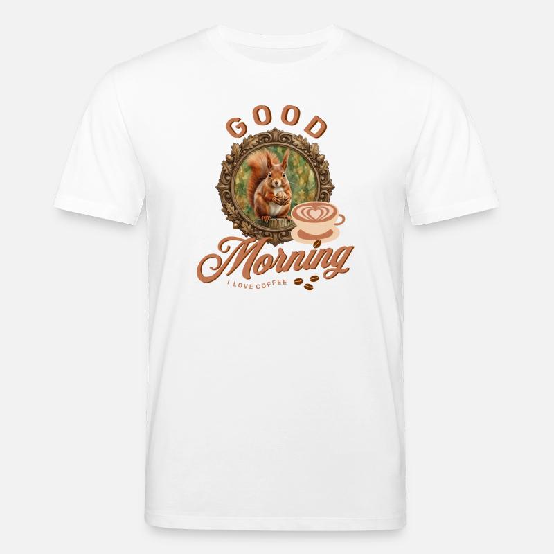 Morgenkaffee mit Eichhörnchen - Stanley/Stella Unisex Bio-T-Shirt CREATOR  - Weiß