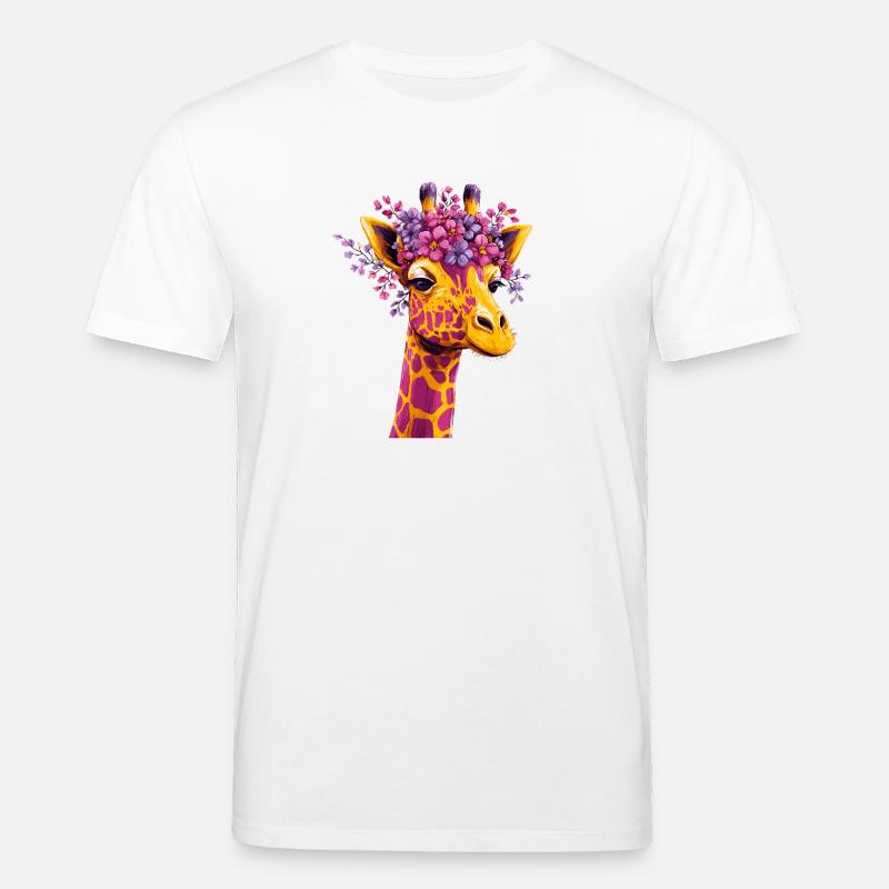 Giraffe Blütenkrone Farbexplosion - Stanley/Stella Unisex Bio-T-Shirt CREATOR  - Weiß