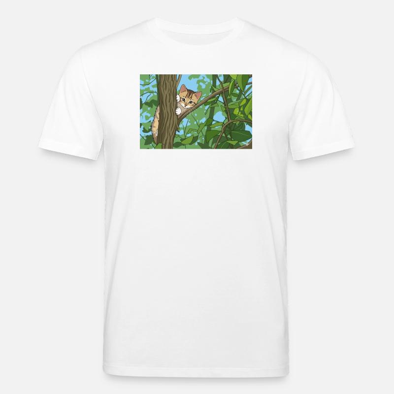 Chat explorant les branches - T-shirt bio CREATOR Stanley/Stella Unisexe - blanc