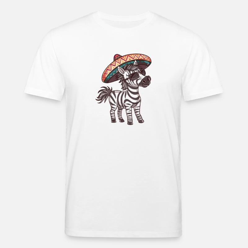 Zebra Comic Lustig Sombrero - Stanley/Stella Unisex Bio-T-Shirt CREATOR - Weiß