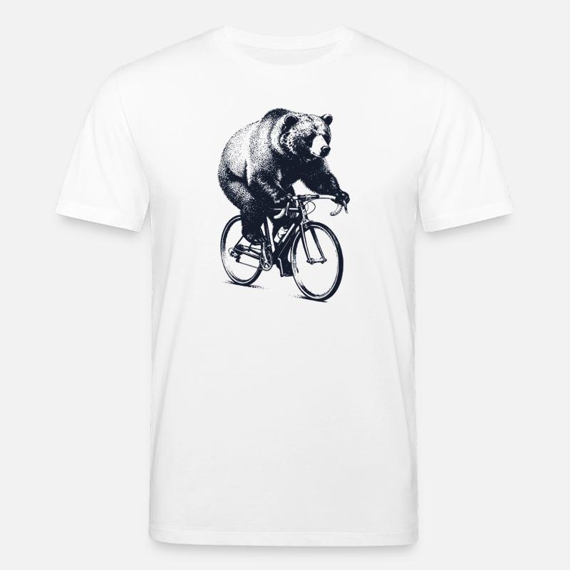 Bear sur une moto de course - T-shirt bio CREATOR Stanley/Stella Unisexe - blanc