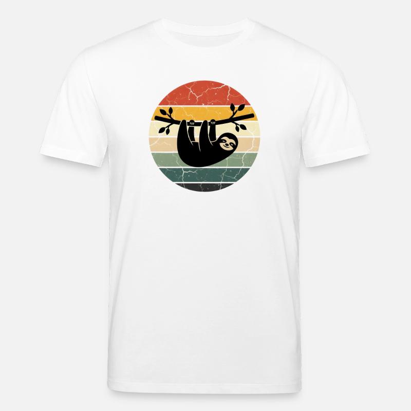 Sloth Gift Retro Design Sunset - Stanley/Stella Unisex Bio-T-Shirt CREATOR  - Weiß