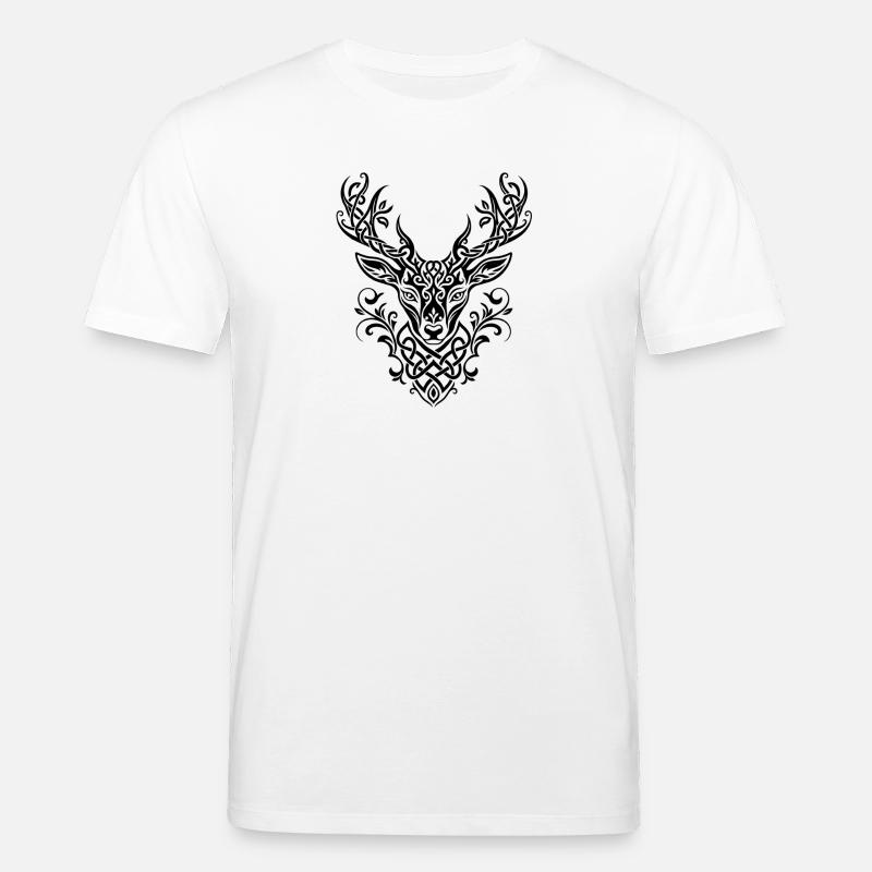 Celtic Deer Head Knot Pattern - Stanley/Stella CREATOR Unisex Organic T-Shirt - white