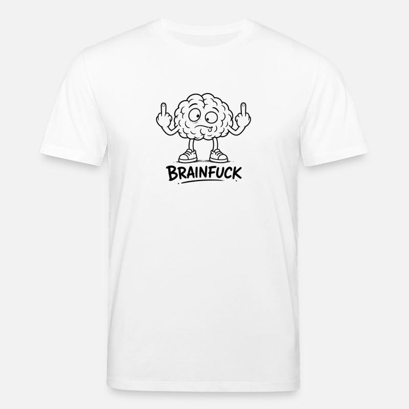 Brain Graffiti With Middle Finger - Stanley/Stella CREATOR Unisex Organic T-Shirt - white