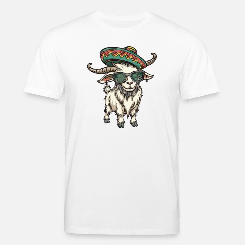 Bergziege Comic Lustig Sombrero - Stanley/Stella Unisex Bio-T-Shirt CREATOR  - Weiß