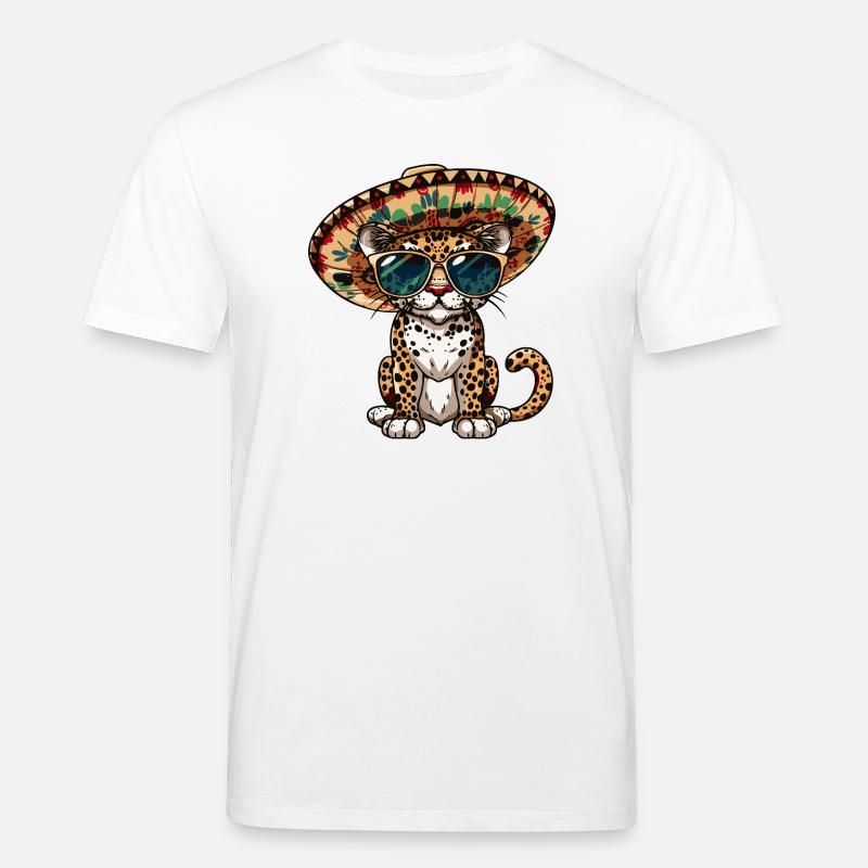 Leopard Comic Lustig Sombrero - Stanley/Stella Unisex Bio-T-Shirt CREATOR - Weiß