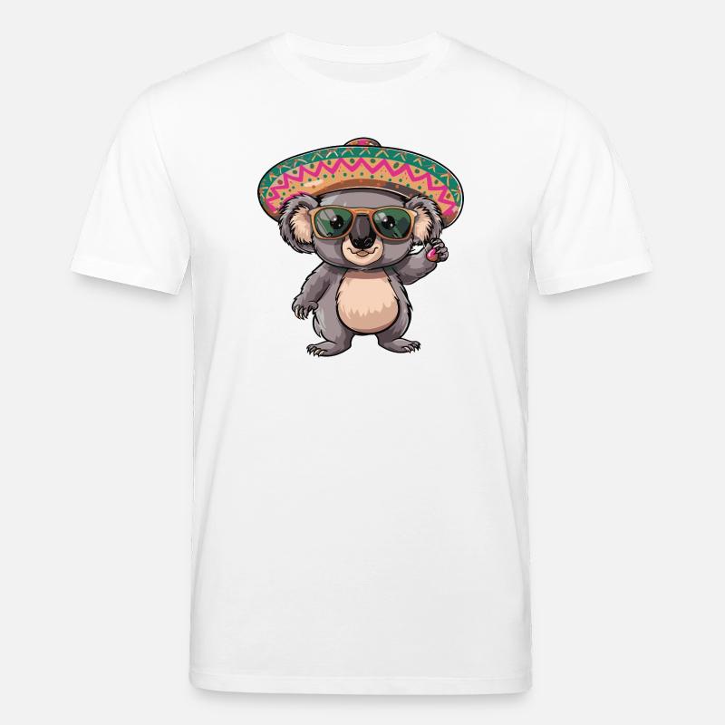 Koala Comic Sombrero drôle - T-shirt bio CREATOR Stanley/Stella Unisexe - blanc