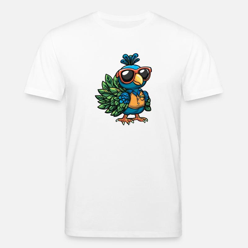 Pfau Vogel Comic Urlaub - Stanley/Stella Unisex Bio-T-Shirt CREATOR  - Weiß