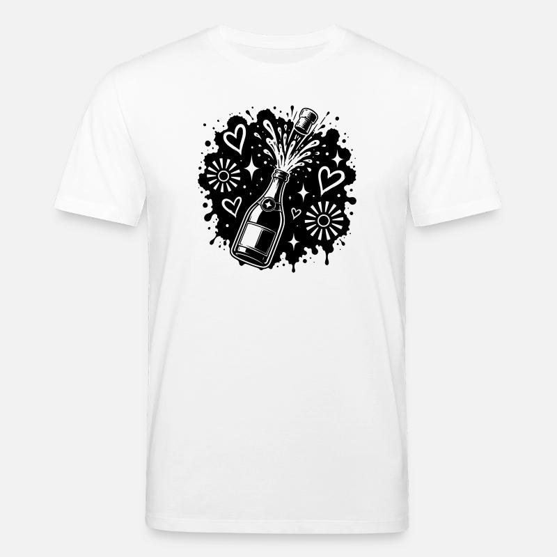 Sektflasche Party Splash Motiv - Stanley/Stella Unisex Bio-T-Shirt CREATOR  - Weiß