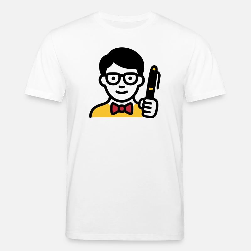 Professeur Professeur Bande dessinée Glasses - T-shirt bio CREATOR Stanley/Stella Unisexe - blanc
