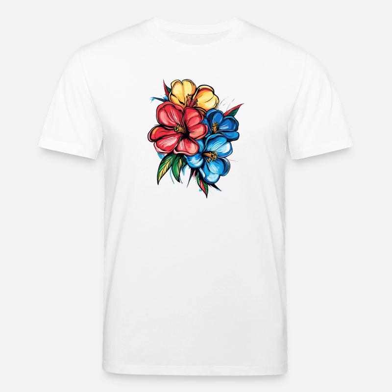 Explosion de l’hibiscus tropical - T-shirt bio CREATOR Stanley/Stella Unisexe - blanc