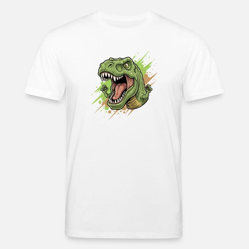 Wütender T Rex mit Farbschwall - Stanley/Stella Unisex Bio-T-Shirt CREATOR - Weiß