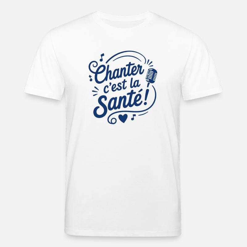 Chanter c’est la Santé Microphone - T-shirt bio CREATOR Stanley/Stella Unisexe - blanc