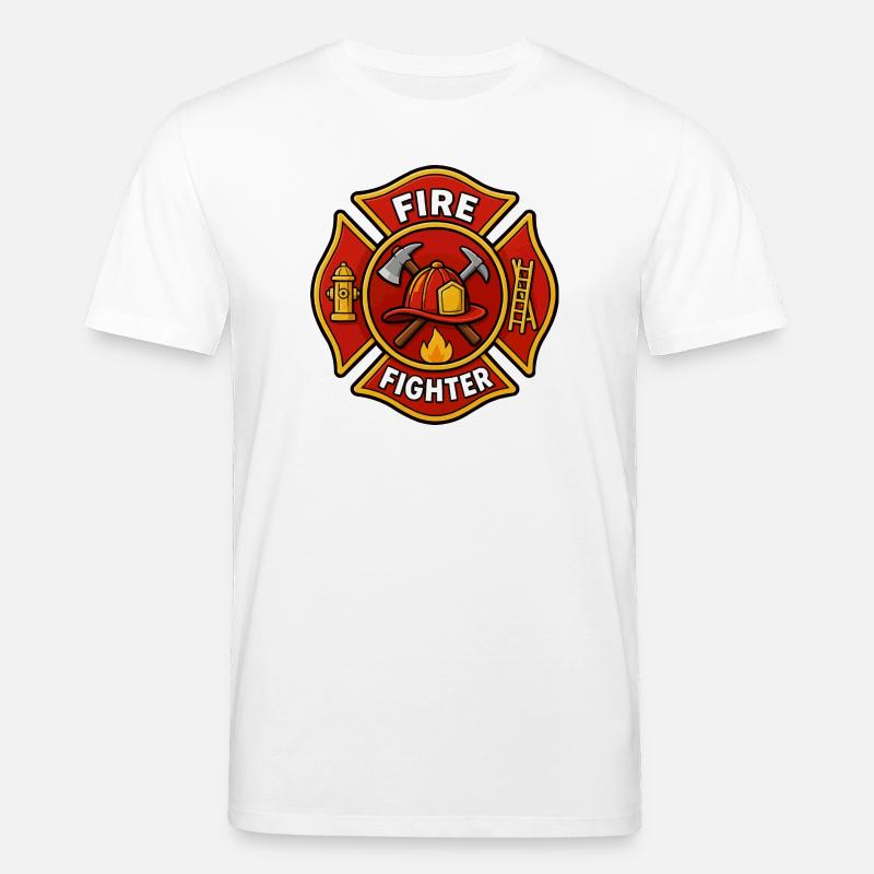 Feuerwehrhelm Emblem mit Axt - Stanley/Stella Unisex Bio-T-Shirt CREATOR - Weiß
