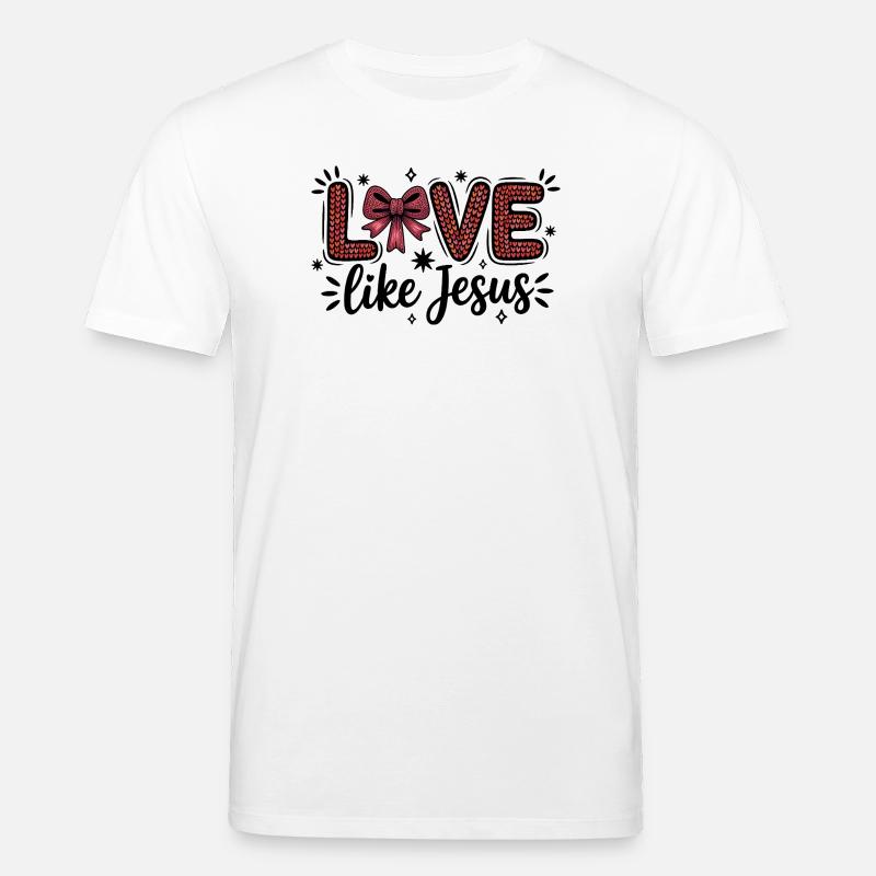 Love Like Jesus Heart Scripture Bow - Stanley/Stella CREATOR Unisex Organic T-Shirt - white