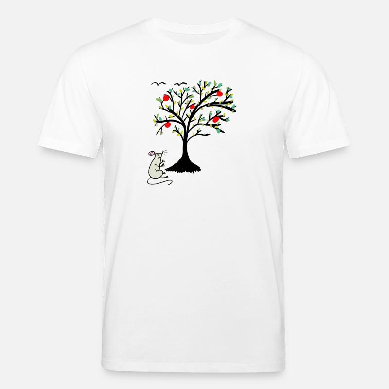 Niedliche Maus Äpfel Apfelbaum Kind - Stanley/Stella Unisex Bio-T-Shirt CREATOR - Weiß