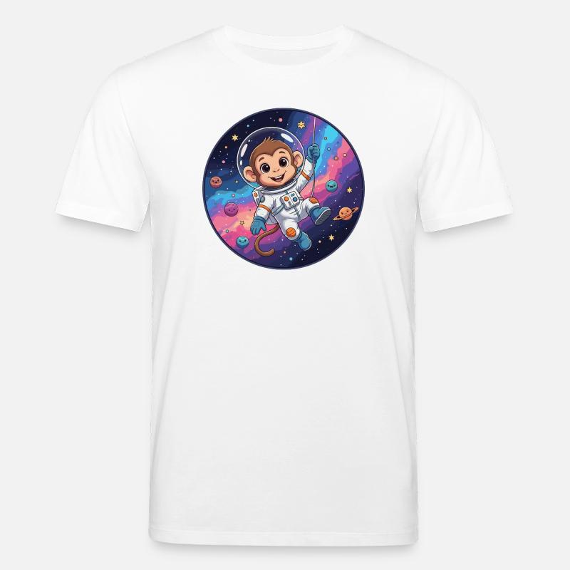 Monkey Astronaut in Star Space - Stanley/Stella CREATOR Unisex Organic T-Shirt - white