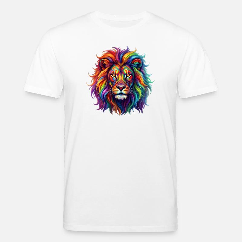 Regenbogenlöwe / Löwe in Regenbogenfarben - Stanley/Stella Unisex Bio-T-Shirt CREATOR  - Weiß