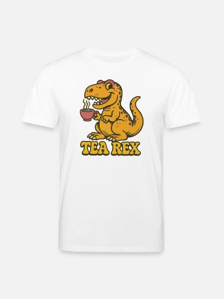 Tea Rex: Dinosaur Tea Time - Stanley/Stella CREATOR Unisex Organic T-Shirt - white