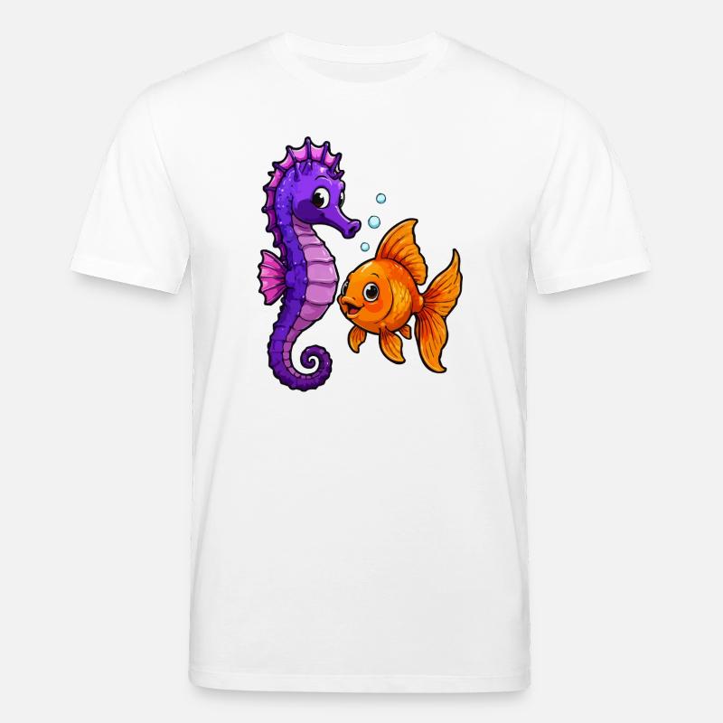Seepferdchen trifft Goldfisch Freundschaft - Stanley/Stella Unisex Bio-T-Shirt CREATOR - Weiß