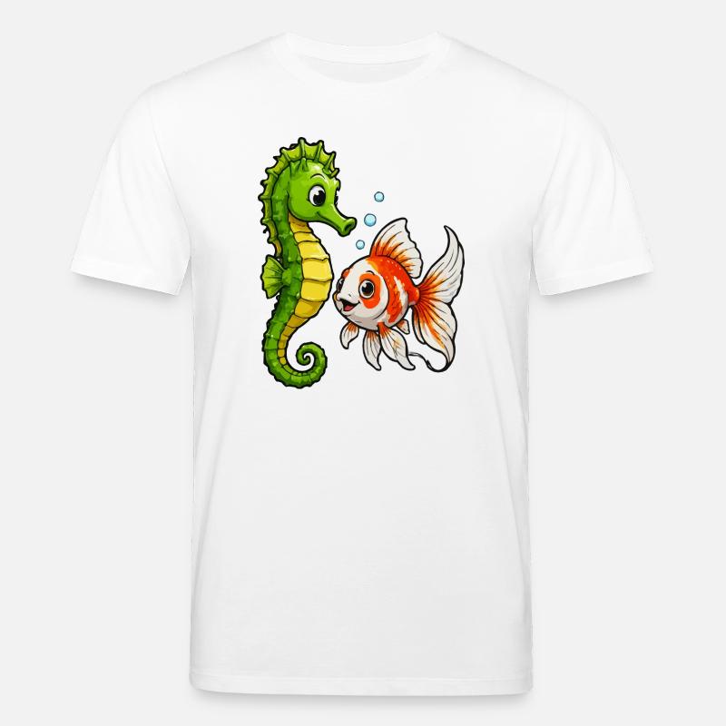 Poisson rouge hippocampe des Amis sous-marins - T-shirt bio CREATOR Stanley/Stella Unisexe - blanc
