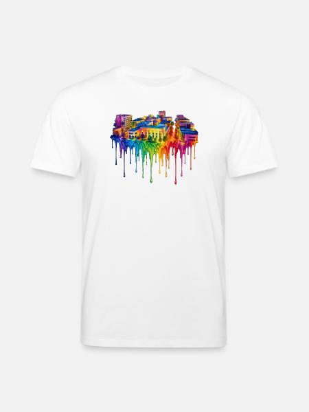 Bakersfield California Dripping Paint - Stanley/Stella CREATOR Unisex Organic T-Shirt - white